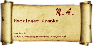 Maczinger Aranka névjegykártya